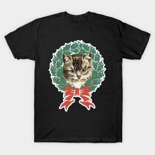 Christmas Cat face T-Shirt